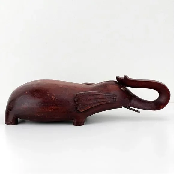 Vintage 1950's Opium Den Pillow: Hand-Carved 16 Chinese Wood Elephant Pillow